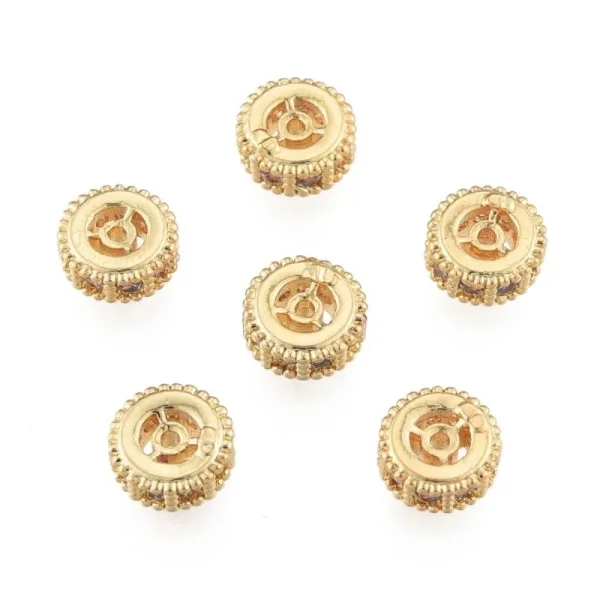Column Brass Micro Pave Clear CZ Beads, Real 14K Gold Plated | manik tabung zircon