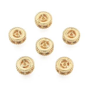 Column Brass Micro Pave Clear CZ Beads, Real 14K Gold Plated | manik tabung zircon