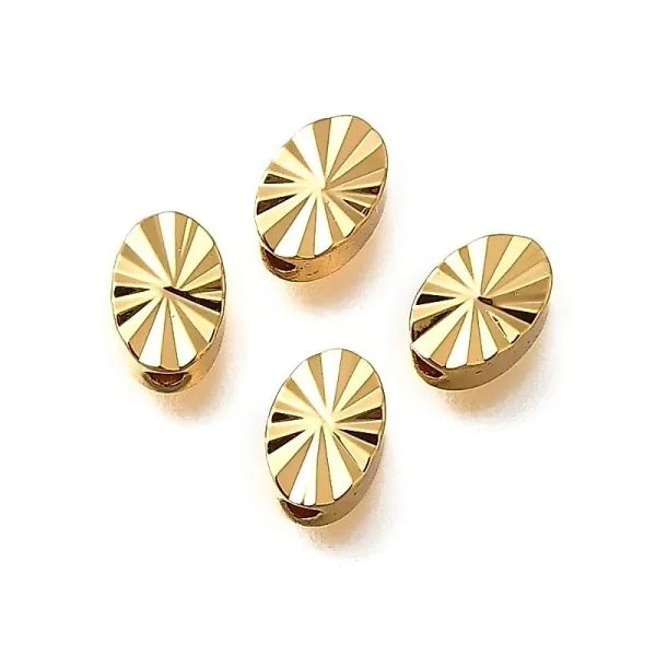 18k gold plated oval motif spacer beads