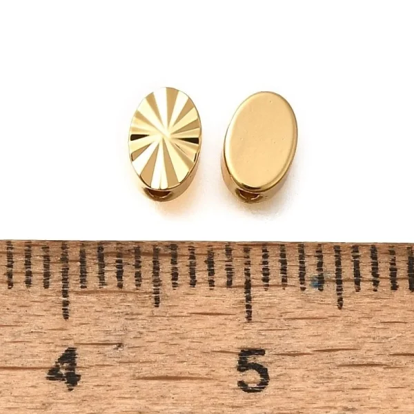 18k gold plated oval motif spacer beads
