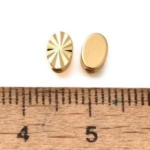 18k gold plated oval motif spacer beads