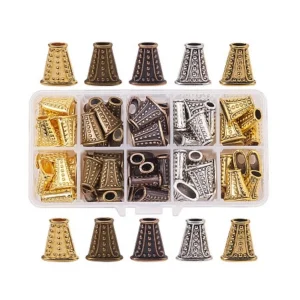Metal alloy cone bead caps