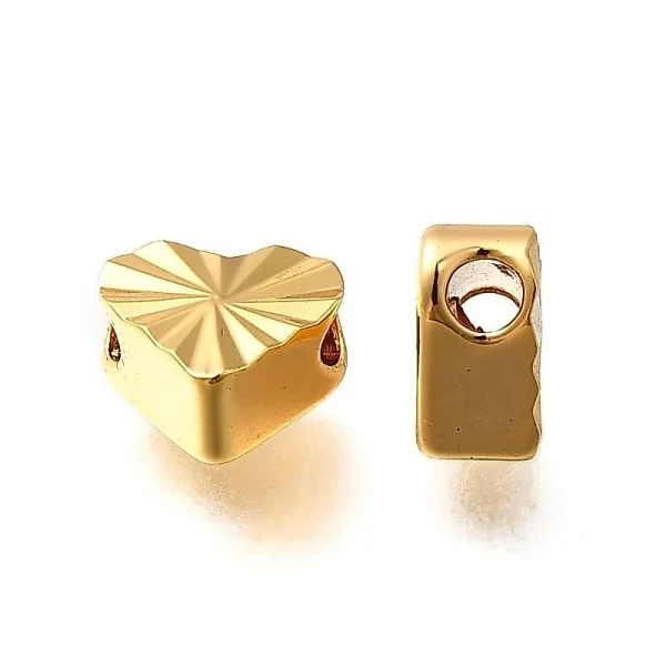 18k gold plated heart spacer beads | manik hati lapis emas