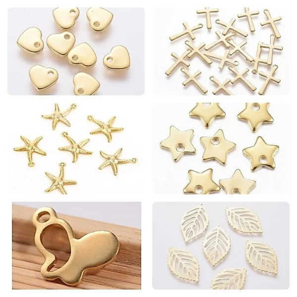 304 stainless steel gold plated mix charm (1pc)