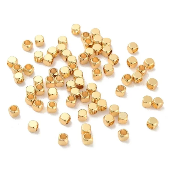 Brass gold plated cube beads | manik bentuk kubus
