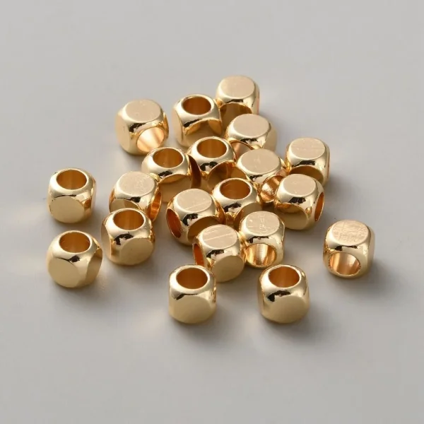 Brass gold plated cube beads | manik bentuk kubus
