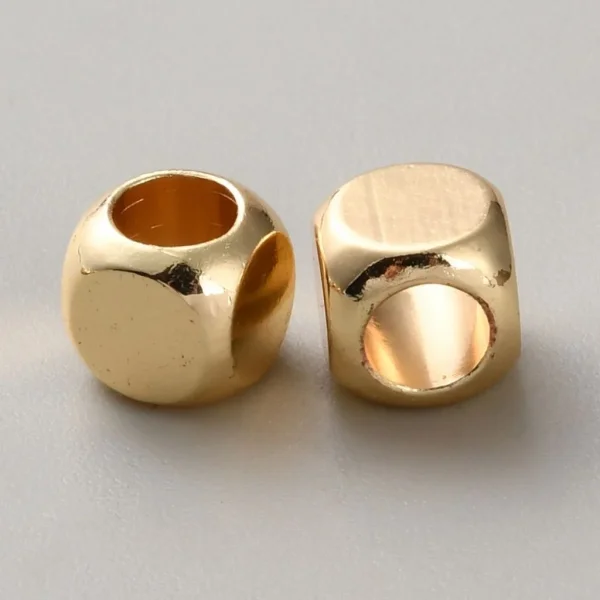 Brass gold plated cube beads | manik bentuk kubus