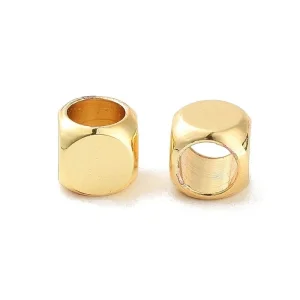 Brass gold plated cube beads | manik bentuk kubus