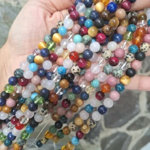 Natural mix gemstone round beads