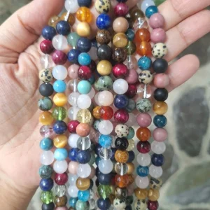 Natural mix gemstone round beads