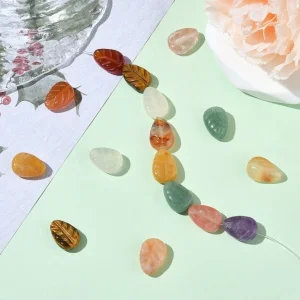 Natural mix gemstone leaf shape | manik batu alam bentuk daun (1pc)