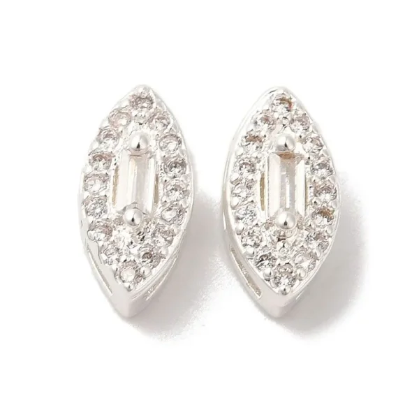 925 sterling silver plated brass micro pave cubic zirconia horse eye beads