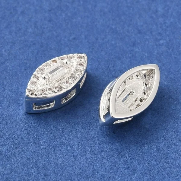 925 sterling silver plated brass micro pave cubic zirconia horse eye beads