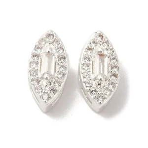 925 sterling silver plated brass micro pave cubic zirconia horse eye beads