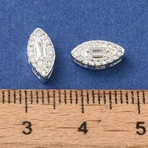 925 sterling silver plated brass micro pave cubic zirconia horse eye beads