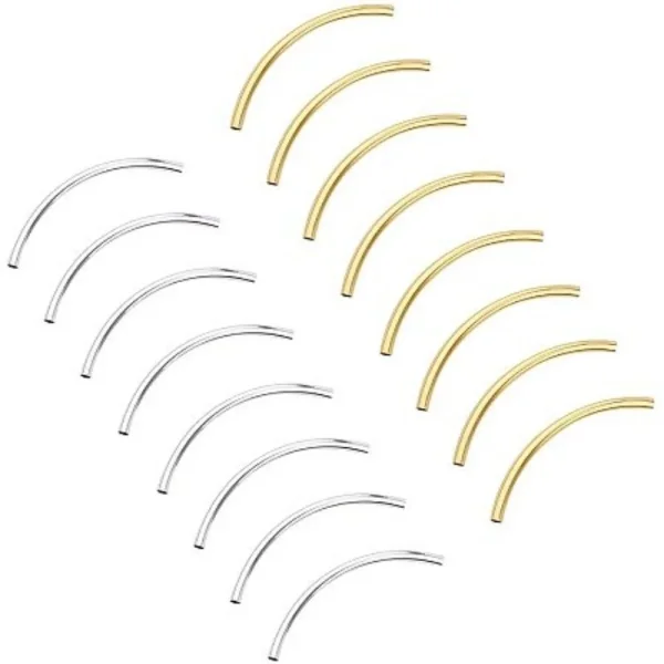 Metal alloy brass long curved tube beads