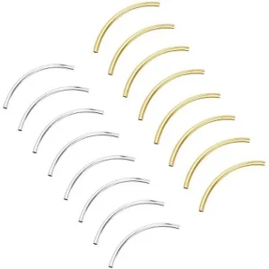 Metal alloy brass long curved tube beads