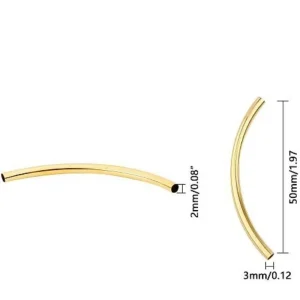 Metal alloy brass long curved tube beads