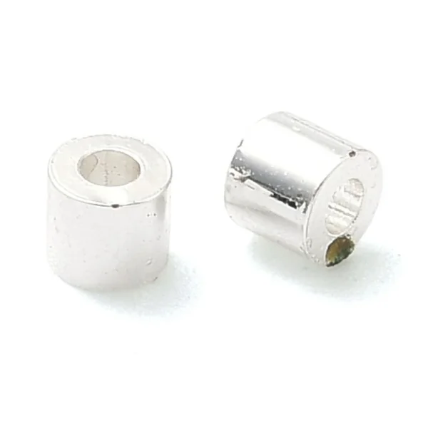 925 silver plated brass column tube spacer beads (10pcs) | manik tabung kecil lapis silver