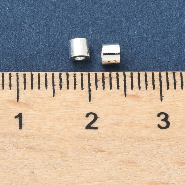 925 silver plated brass column tube spacer beads (10pcs) | manik tabung kecil lapis silver