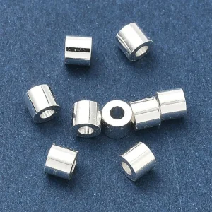 925 silver plated brass column tube spacer beads (10pcs) | manik tabung kecil lapis silver