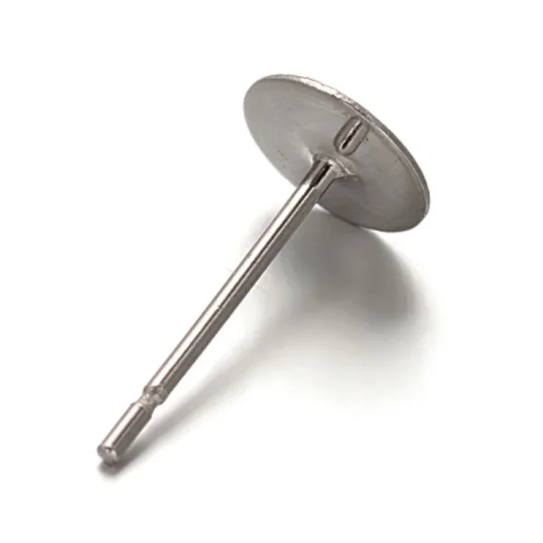 304 stainless steel flat round blank peg stud earrings | bahan anting tusuk lengkap