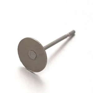 304 stainless steel flat round blank peg stud earrings | bahan anting tusuk lengkap