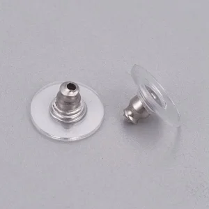 304 stainless steel ear nuts earrings back with plastic | sumbat giwang
