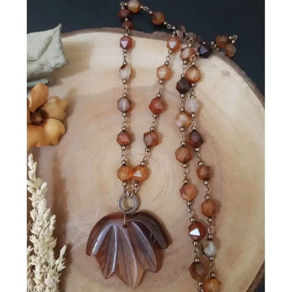 Kalung panjang natural carnelian