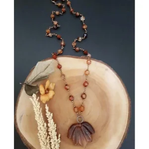 Kalung panjang natural carnelian