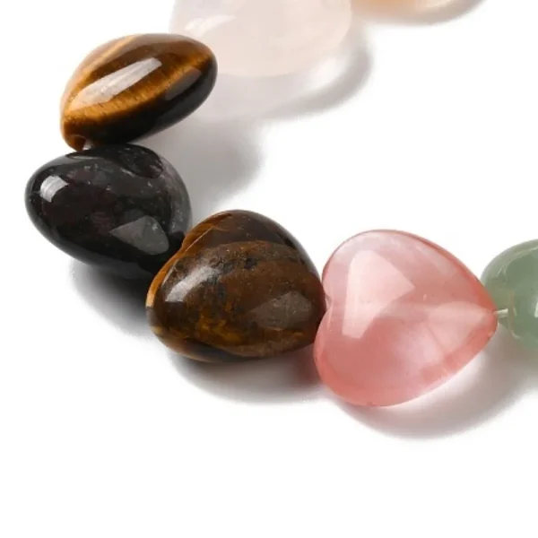Natural and synthetic gemstone mix heart beads | manik batu alam bentuk hati (1pc)