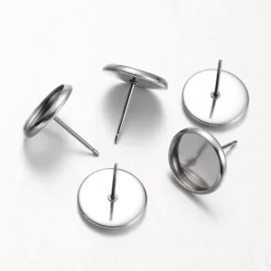 Stainless steel earring stud pad | giwang cabochon