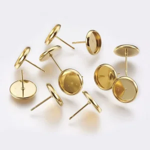 Stainless steel earring stud pad | giwang cabochon