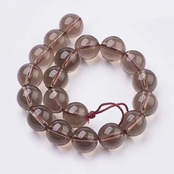 Natural smoky quartz round beads (1/2 string)