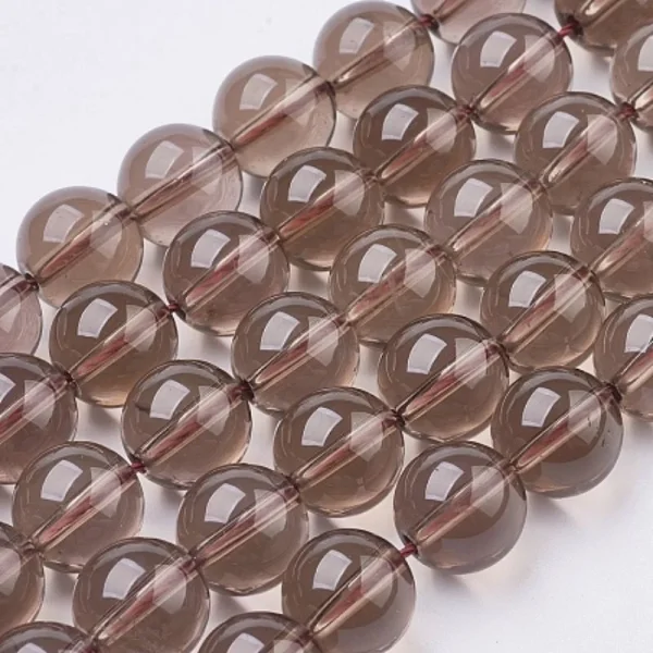 Natural smoky quartz round beads (1/2 string)