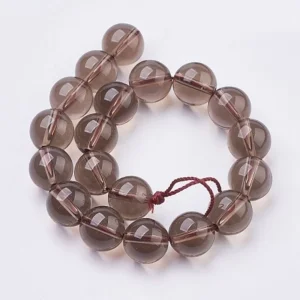 Natural smoky quartz round beads (1/2 string)