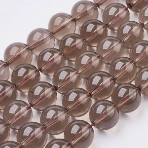 Natural smoky quartz round beads (1/2 string)