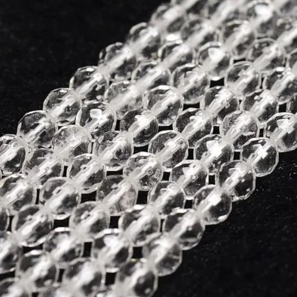 Natural clear quartz faceted round beads 3mm