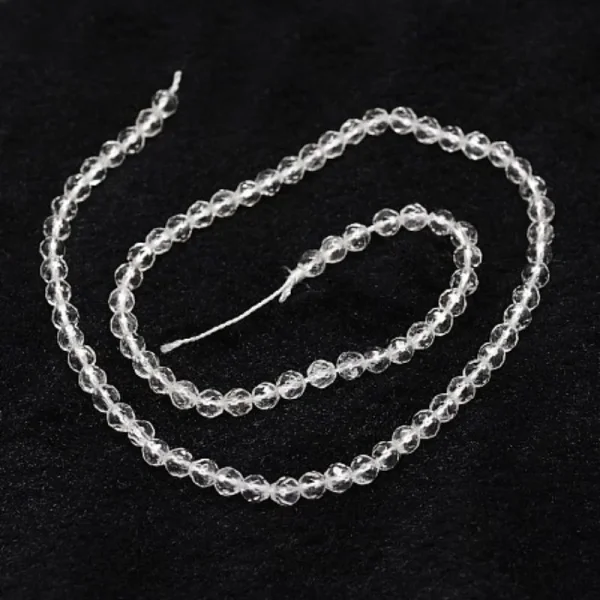 Natural clear quartz faceted round beads 3mm