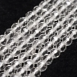 Natural clear quartz faceted round beads 3mm