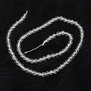 Natural clear quartz faceted round beads 3mm