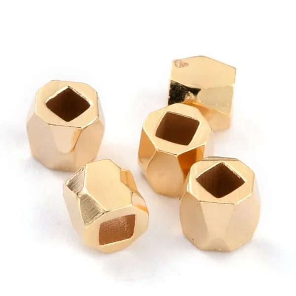 24k gold plated brass polygon spacer beads | manik tembaga lapis emas dan lapis silver