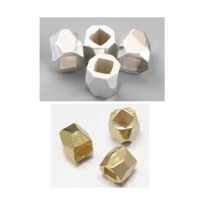 24k gold plated brass polygon spacer beads | manik tembaga lapis emas dan lapis silver