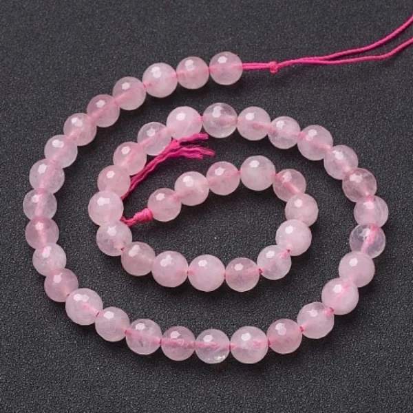 Natural Rose Quartz round faceted beads