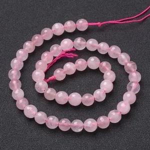 Natural Rose Quartz round faceted beads
