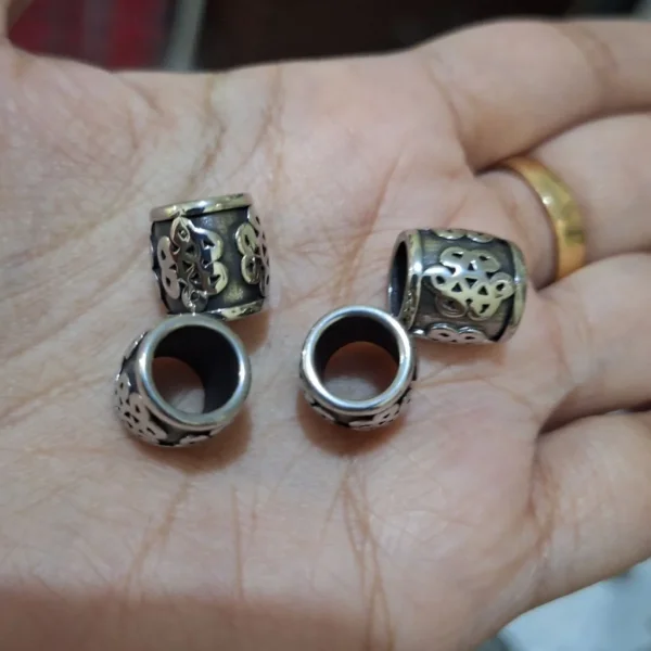 304 stainless steel large hole knot motif beads | manik stainless lubang besar