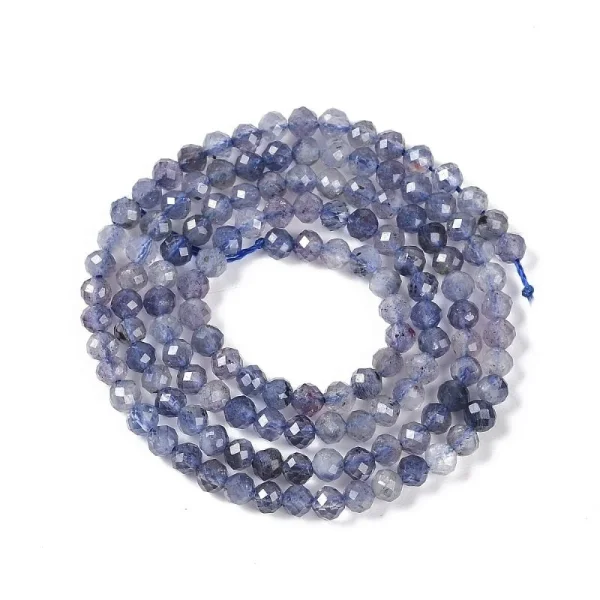 Natural Iolite/cordierite faceted round beads 3mm