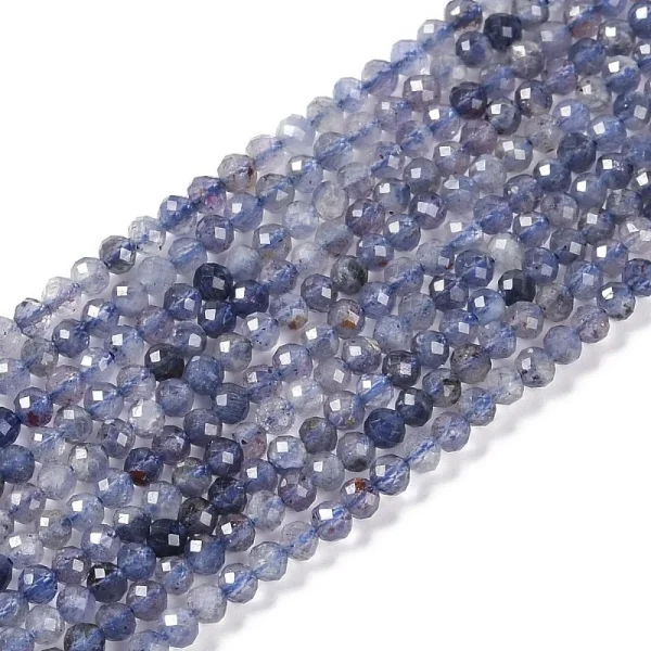Natural Iolite/cordierite faceted round beads 3mm