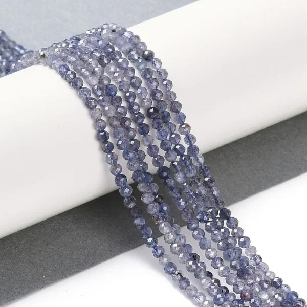 Natural Iolite/cordierite faceted round beads 3mm