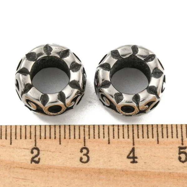 316 stainless steel rondelle retro big hole beads | manik stainless rondel besar